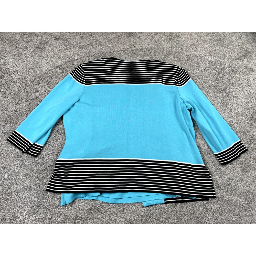 Ming Wang Sweater Set Womens 0X 1X Cardigan Tank Teal Knit 2 Piece Old Money Top - Picture 2 of 9